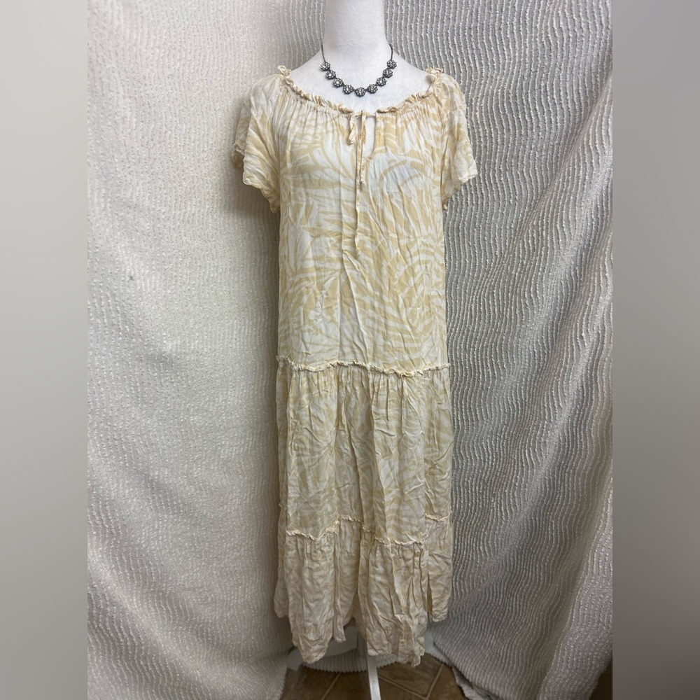 Patrons Of Peace Peasant Maxi Dress Beige White Flowy Estimated Size Medium Boho